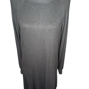 Black Casual Raglan Sleeve Midi Dress